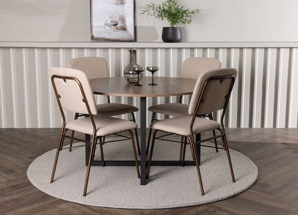 Venture Home Durango & Seda Runda Matbord ⌀120 Valnöt + Matstolar 2-pack Beige