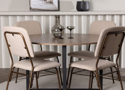 Venture Home Durango & Seda Runda Matbord ⌀120 Valnöt + Matstolar 2-pack Beige