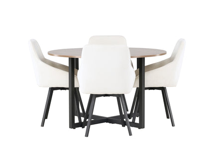 Venture Home Durango & Rosie Runda Matbord ⌀120 Valnöt + Matstolar 2-pack Beige