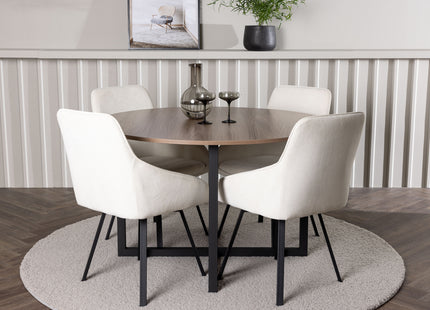 Venture Home Durango & Rosie Runda Matbord ⌀120 Valnöt + Matstolar 2-pack Beige