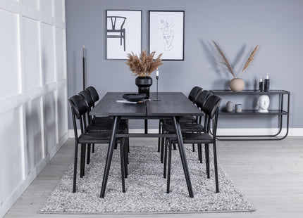 Venture Home Sleek & Polly Rektangulära Matbord 195 x 95 Svart + Matstolar 2-pack Svart