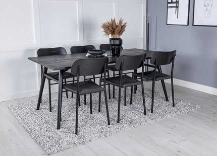 Venture Home Sleek & Polly Rektangulära Matbord 195 x 95 Svart + Matstolar 2-pack Svart
