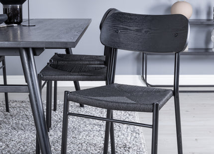 Venture Home Sleek & Polly Rektangulära Matbord 195 x 95 Svart + Matstolar 2-pack Svart
