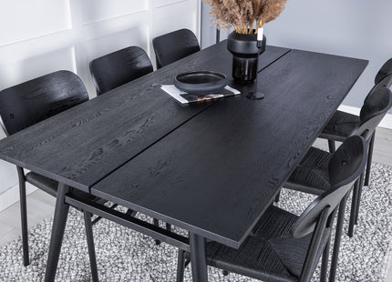 Venture Home Sleek & Polly Rektangulära Matbord 195 x 95 Svart + Matstolar 2-pack Svart