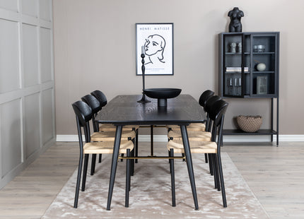 Venture Home Gold & Polly Rektangulära Matbord 180 x 85 Svart + Matstolar 2-pack Svart