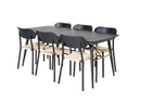 Venture Home Gold & Polly Rektangulära Matbord 180 x 85 Svart + Matstolar 2-pack Svart
