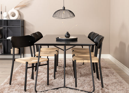 Venture Home Petra & Polly Rektangulära Matbord 190 x 90 Svart + Matstolar 2-pack Svart