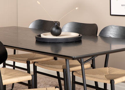 Venture Home Petra & Polly Rektangulära Matbord 190 x 90 Svart + Matstolar 2-pack Svart