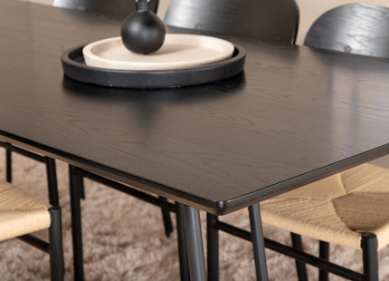 Venture Home Petra & Polly Rektangulära Matbord 190 x 90 Svart + Matstolar 2-pack Svart