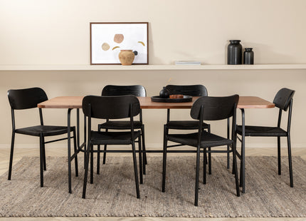 Venture Home Uno & Polly Rektangulära Matbord 200 x 90 Nature + Matstolar 2-pack Svart