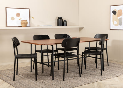 Venture Home Uno & Polly Rektangulära Matbord 200 x 90 Nature + Matstolar 2-pack Svart