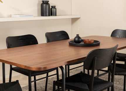 Venture Home Uno & Polly Rektangulära Matbord 200 x 90 Nature + Matstolar 2-pack Svart
