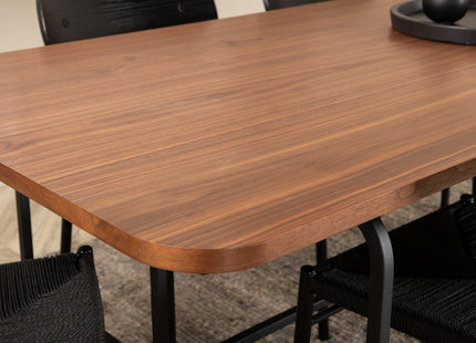 Venture Home Uno & Polly Rektangulära Matbord 200 x 90 Nature + Matstolar 2-pack Svart