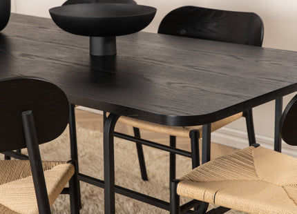 Venture Home Uno & Polly Rektangulära Matbord 200 x 90 Svart + Matstolar 2-pack Svart