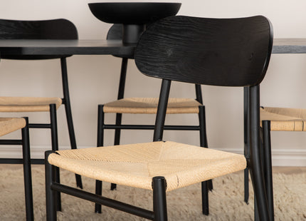 Venture Home Uno & Polly Rektangulära Matbord 200 x 90 Svart + Matstolar 2-pack Svart