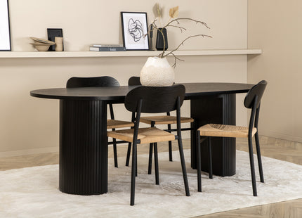 Venture Home Bianca & Polly Ovala Matbord 200 x 90 Svart + Matstolar 2-pack Svart