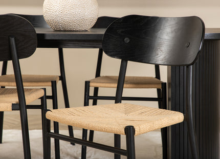 Venture Home Bianca & Polly Ovala Matbord 200 x 90 Svart + Matstolar 2-pack Svart