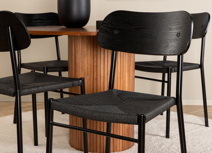 Venture Home Bianca & Polly Runda Matbord ⌀110 Valnöt + Matstolar 2-pack Svart