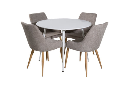 Venture Home Plaza Runda Matbord ⌀100 Vit + Matstolar 2-pack Grå