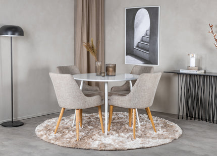 Venture Home Plaza Runda Matbord ⌀100 Vit + Matstolar 2-pack Grå
