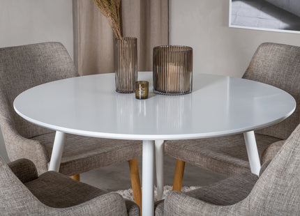 Venture Home Plaza Runda Matbord ⌀100 Vit + Matstolar 2-pack Grå