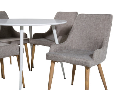 Venture Home Plaza Runda Matbord ⌀100 Vit + Matstolar 2-pack Grå