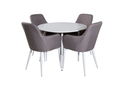 Venture Home Plaza & Comfort Runda Matbord ⌀100 Vit + Matstolar 2-pack Grå