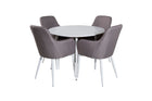 Venture Home Plaza & Comfort Runda Matbord ⌀100 Vit + Matstolar 2-pack Grå