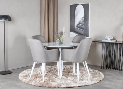 Venture Home Plaza & Comfort Runda Matbord ⌀100 Vit + Matstolar 2-pack Grå