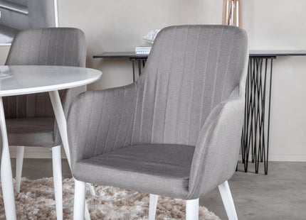 Venture Home Plaza & Comfort Runda Matbord ⌀100 Vit + Matstolar 2-pack Grå