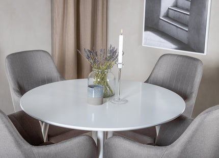 Venture Home Plaza & Comfort Runda Matbord ⌀100 Vit + Matstolar 2-pack Grå