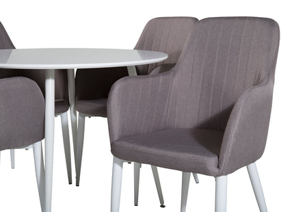 Venture Home Plaza & Comfort Runda Matbord ⌀100 Vit + Matstolar 2-pack Grå
