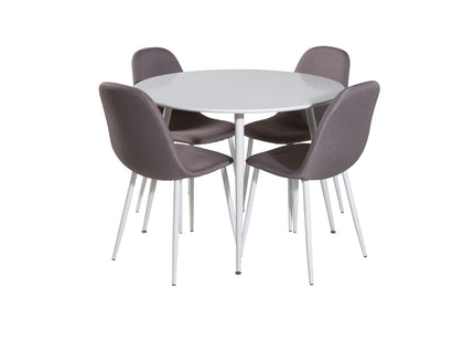 Venture Home Plaza & Polar Runda Matbord ⌀100 Vit + Matstolar 2-pack Grå