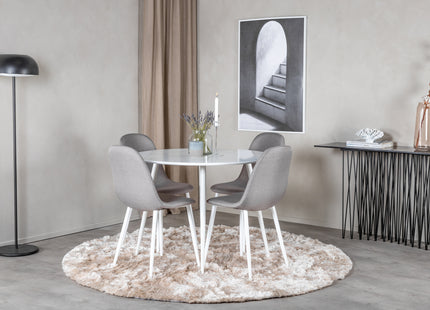 Venture Home Plaza & Polar Runda Matbord ⌀100 Vit + Matstolar 2-pack Grå