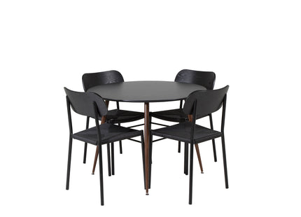Venture Home Plaza & Polly Runda Matbord ⌀100 Svart + Matstolar 2-pack Svart