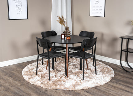 Venture Home Plaza & Polly Runda Matbord ⌀100 Svart + Matstolar 2-pack Svart