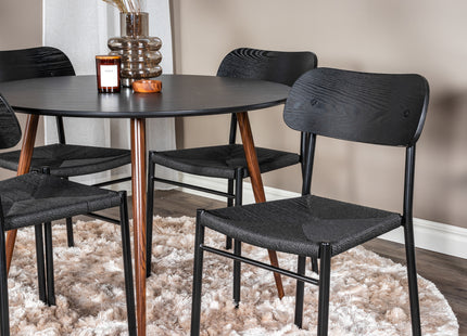 Venture Home Plaza & Polly Runda Matbord ⌀100 Svart + Matstolar 2-pack Svart