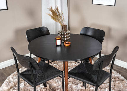 Venture Home Plaza & Polly Runda Matbord ⌀100 Svart + Matstolar 2-pack Svart