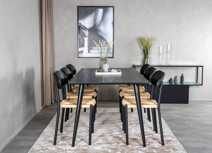 Venture Home Dipp & Polly Rektangulära Matbord 180 x 90 Svart + Matstolar 2-pack Svart
