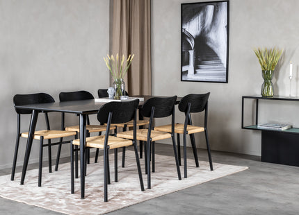 Venture Home Dipp & Polly Rektangulära Matbord 180 x 90 Svart + Matstolar 2-pack Svart