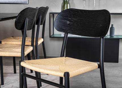 Venture Home Dipp & Polly Rektangulära Matbord 180 x 90 Svart + Matstolar 2-pack Svart