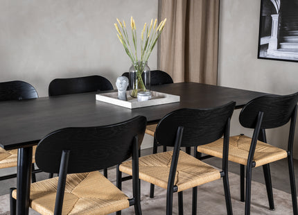 Venture Home Dipp & Polly Rektangulära Matbord 180 x 90 Svart + Matstolar 2-pack Svart
