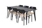 Venture Home Dipp & Polly Rektangulära Matbord 180 x 90 Svart + Matstolar 2-pack Svart