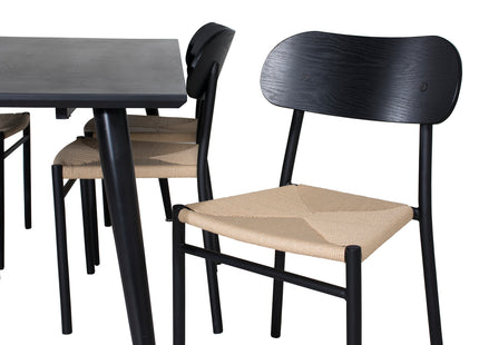 Venture Home Dipp & Polly Rektangulära Matbord 180 x 90 Svart + Matstolar 2-pack Svart