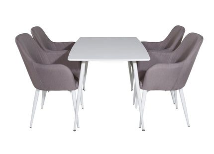 Venture Home Polar & Comfort Rektangulära Matbord 120 x 75 Vit + Matstolar 2-pack Grå