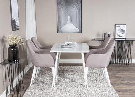 Venture Home Polar & Comfort Rektangulära Matbord 120 x 75 Vit + Matstolar 2-pack Grå