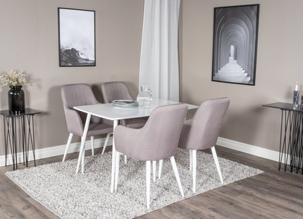 Venture Home Polar & Comfort Rektangulära Matbord 120 x 75 Vit + Matstolar 2-pack Grå