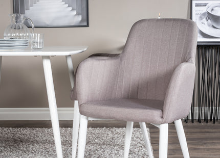 Venture Home Polar & Comfort Rektangulära Matbord 120 x 75 Vit + Matstolar 2-pack Grå