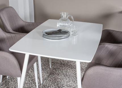 Venture Home Polar & Comfort Rektangulära Matbord 120 x 75 Vit + Matstolar 2-pack Grå