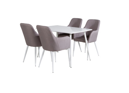 Venture Home Polar & Comfort Rektangulära Matbord 120 x 75 Vit + Matstolar 2-pack Grå